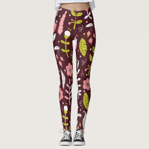 Vintag Doodle Floral Nahtloses Muster Leggings