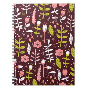 Vintag Doodle Floral Nahtloses Muster Notizblock