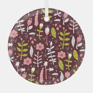 Vintag Doodle Floral Nahtloses Muster Ornament Aus Glas
