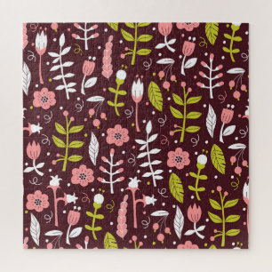 Vintag Doodle Floral Nahtloses Muster Puzzle