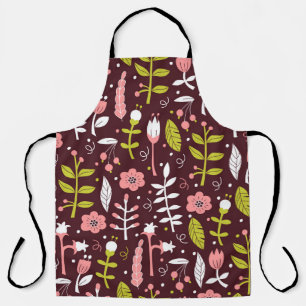 Vintag Doodle Floral Nahtloses Muster Schürze