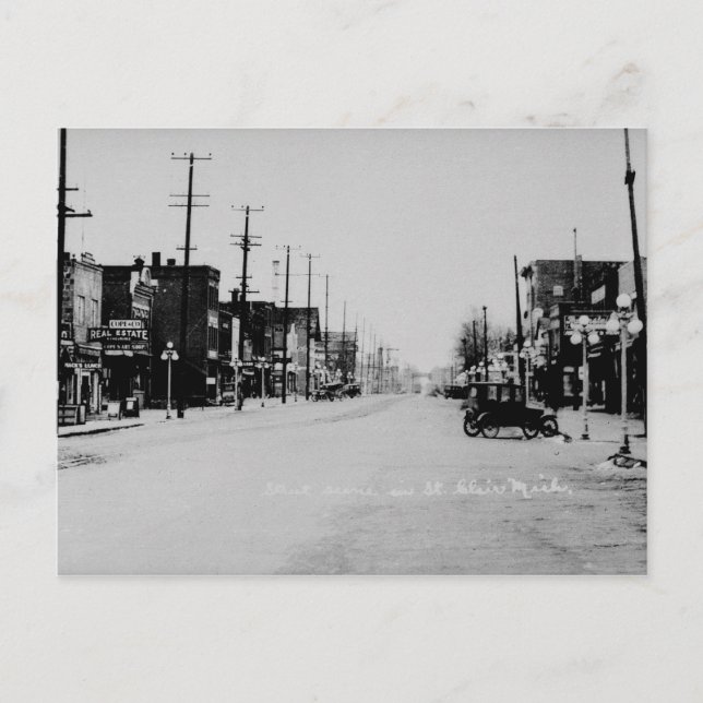 Vintag Downtown St. Clair, Michigan Postkarte (Vorderseite)