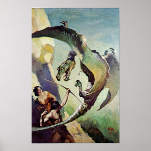 Vintag Dragon Cover Art von J. Allen St. John Poster