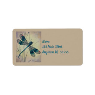 Vintag Dragonfly Nr. 2 und Grass Wasserfarbe Kunst Adressaufkleber