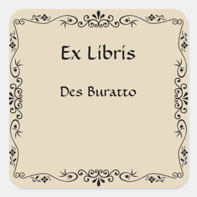 Vintag Drei Teardrop Bamboo Swirl Buchzeichen Quadratischer Aufkleber (Vorderseite)