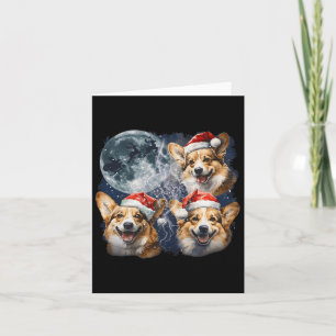 Vintag drei Weihnachtskorgis Dog Santa Howling A Karte