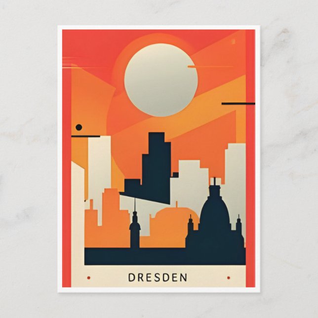 Vintag Dresden Deutschland Reiseroute Postkarte (Vorderseite)