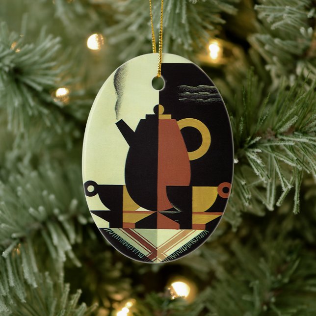 Vintag Drinks Getränke Kaffeepuppe mit Cups Keramikornament (Baum)