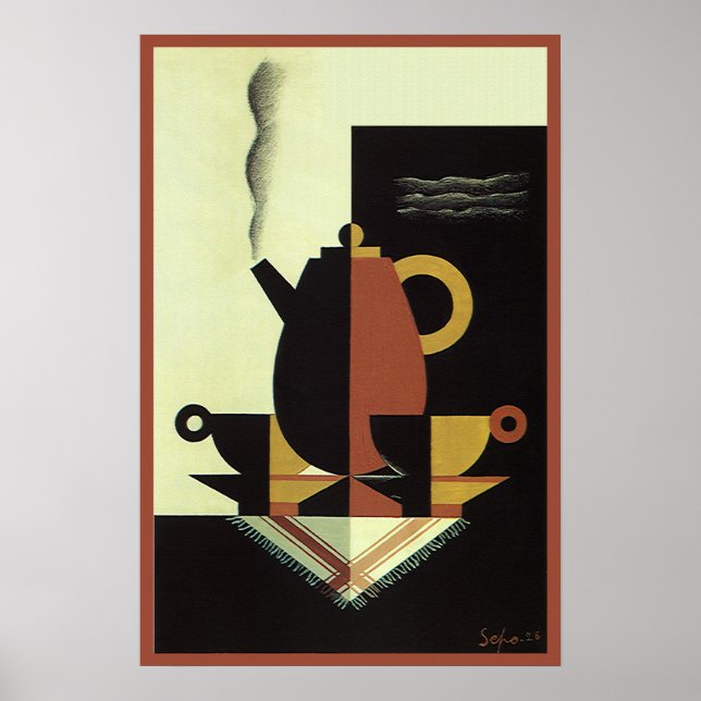 Vintag Drinks Getränke Kaffeepuppe mit Cups Poster (Vorne)