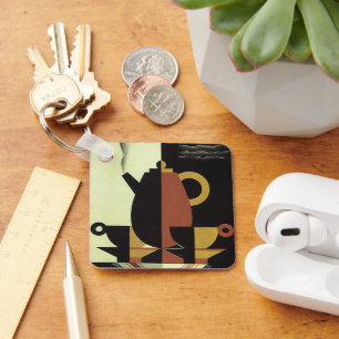 Vintag Drinks Getränke Kaffeepuppe mit Cups Schlüsselanhänger