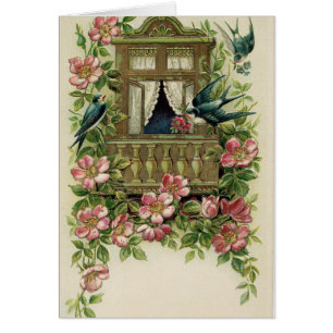 Vintag - Drosseln an einem Balkon,