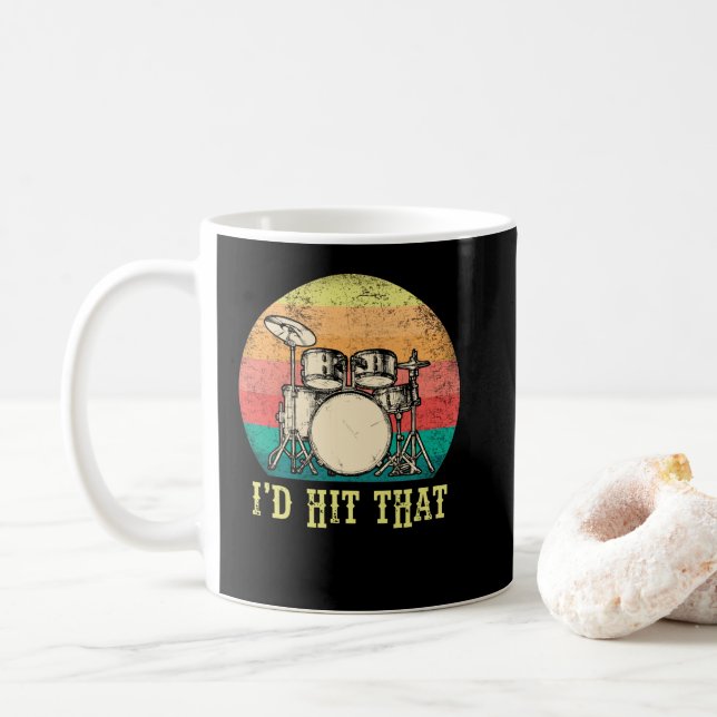 Vintag Drums Schlagzeug Lover Retro Drummer Gesche Kaffeetasse (Mit Donut)