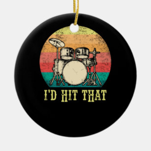Vintag Drums Schlagzeug Lover Retro Drummer Gesche Keramik Ornament