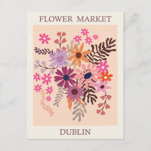 Vintag Dublin Irland Blume Market Irland Postkarte