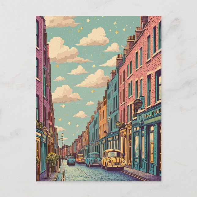 Vintag Dublin Irland Postkarte (Vorderseite)