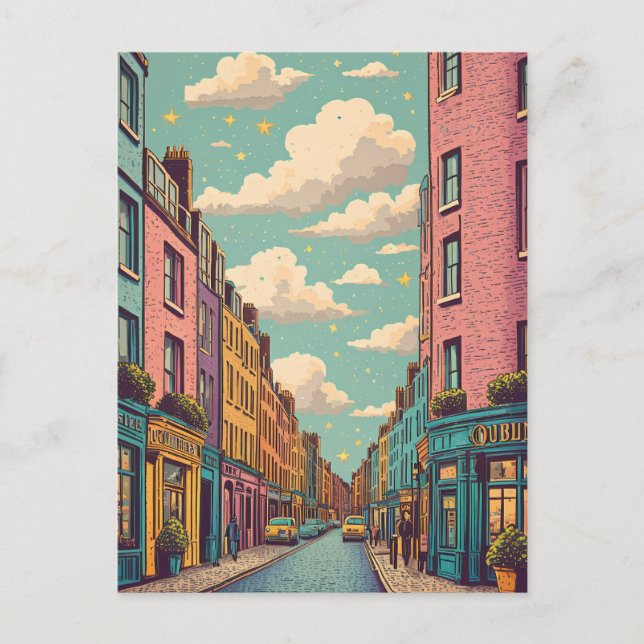 Vintag Dublin Irland Postkarte (Vorderseite)