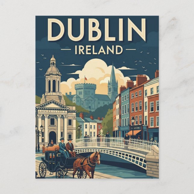 Vintag Dublin Irland Reisen Postkarte (Vorderseite)