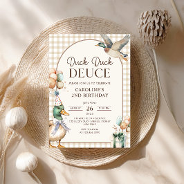 Vintag Duck Duck Deuce Balloon 2. Geburtstag Einladung