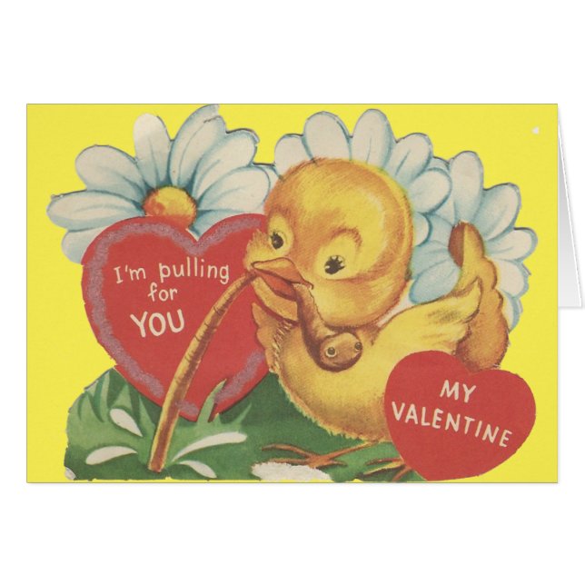 Vintag Duckling Valentine (Vorderseite (Horizontal))