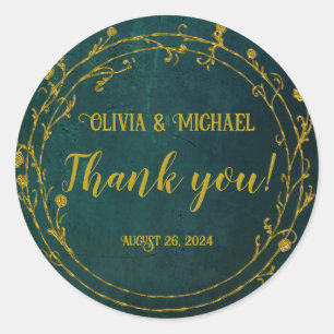 Vintag Dunkelgrün Runder Aufkleber