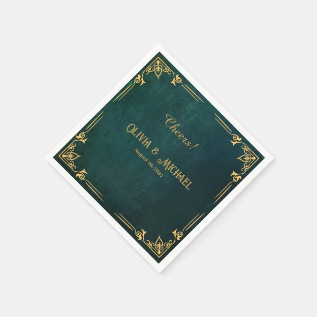 Vintag Dunkelgrün Serviette (Ecke)