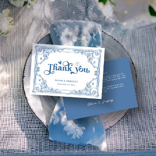 Vintag Dusty Blue Antique Frame Hochzeit Dankeskarte