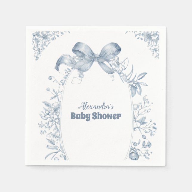 Vintag Dusty Blue Bow Serviette (Vorderseite)