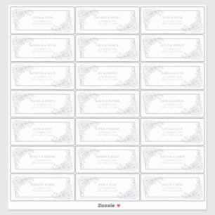 Vintag Dusty Blue Floral Line Art Guest Address Aufkleber