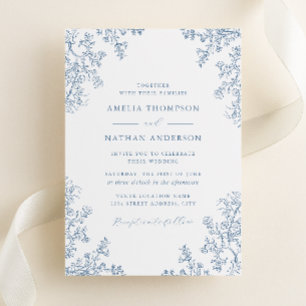 Vintag Dusty Blue Floral Wedding Einladung