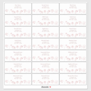 Vintag Dusty Rose Floral Script Guest Address Aufkleber