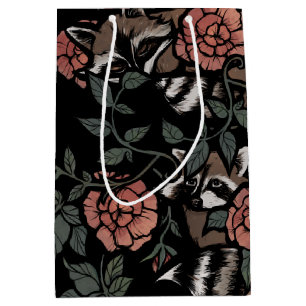 Vintag Dusty Rose Raccoons Mittlere Geschenktüte