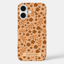 Vintag Earthy Brown Ditsy Floral Pattern