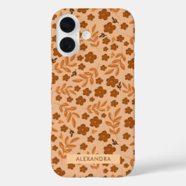 Vintag Earthy Brown Ditsy Floral Pattern iPhone 16 Hülle