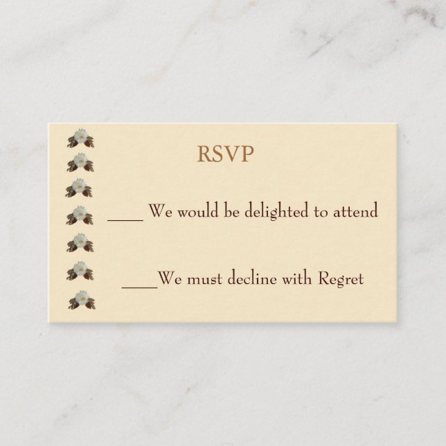 Vintag Ecru Wedding RSVP Begleitkarte (Vorderseite)
