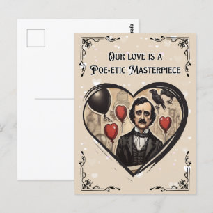 Vintag Edgar Allan Poe Valentine's Day Postkarte