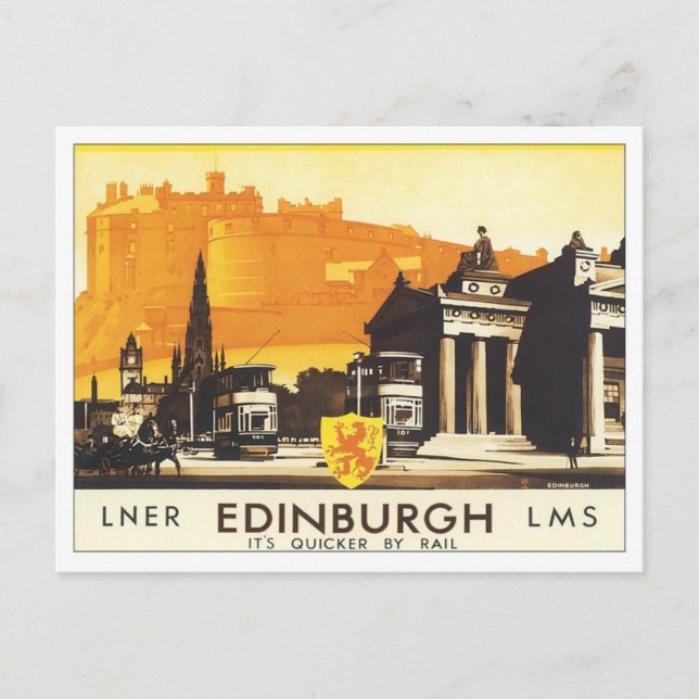 Vintag Edinburgh LNER Postkarte (Vorderseite)