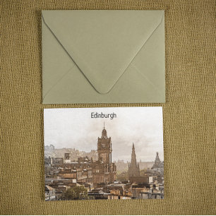 Vintag Edinburgh Scotland Panorama View Postkarte