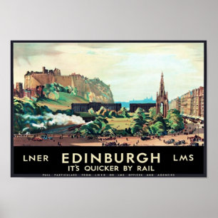 Vintag Edinburgh Scotland Travel Poster
