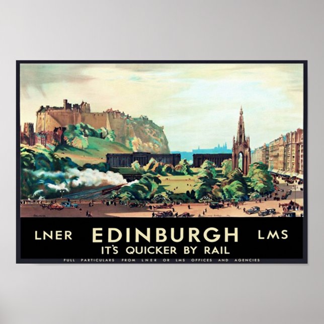 Vintag Edinburgh Scotland Travel Poster (Vorne)
