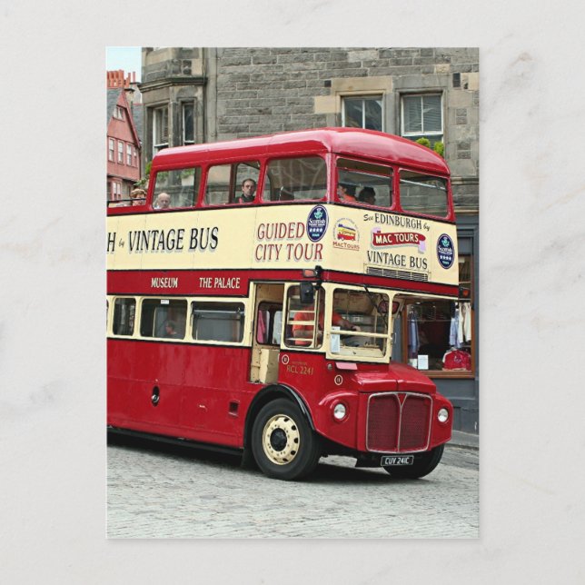 Vintag Edinburgh Tour Bus, Schottland, UK Postkarte (Vorderseite)