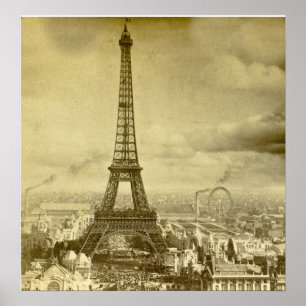 Vintag Eifel Tower Paris Frankreich Stereoview 188 Poster
