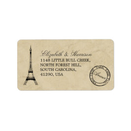 Vintag Eiffelturm Paris Postmark Wedding Adressaufkleber