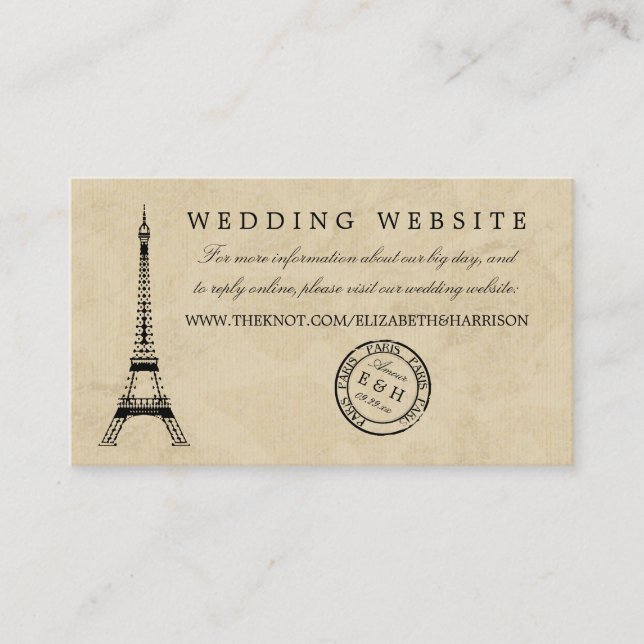 Vintag Eiffelturm Paris Postmark Wedding Begleitkarte (Vorderseite)