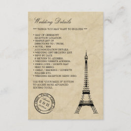 Vintag Eiffelturm Paris Postmark Wedding Begleitkarte