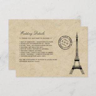 Vintag Eiffelturm Paris Postmark Wedding Begleitkarte