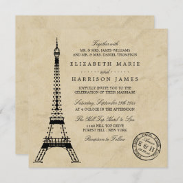 Vintag Eiffelturm Paris Postmark Wedding Einladung