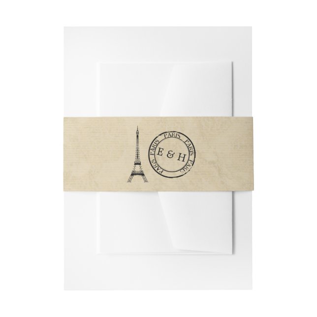 Vintag Eiffelturm Paris Postmark Wedding Einladungsbanderole (Vorderseite Beispiel)