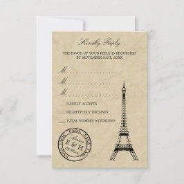 Vintag Eiffelturm Paris Postmark Wedding RSVP Karte