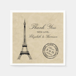 Vintag Eiffelturm Paris Postmark Wedding Serviette