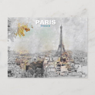 Vintag Eiffelturm - Postkarte - Retro Paris